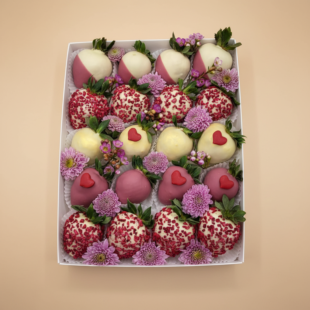 Erdbeeren Draufsicht mit beigem Hintergrund